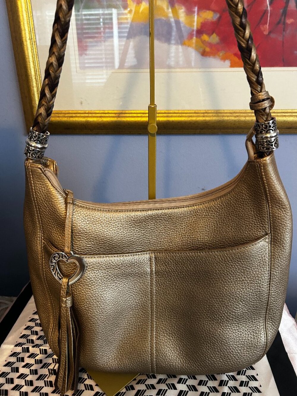 Brighton Golden Metallic Ziptop Barbados Hobo